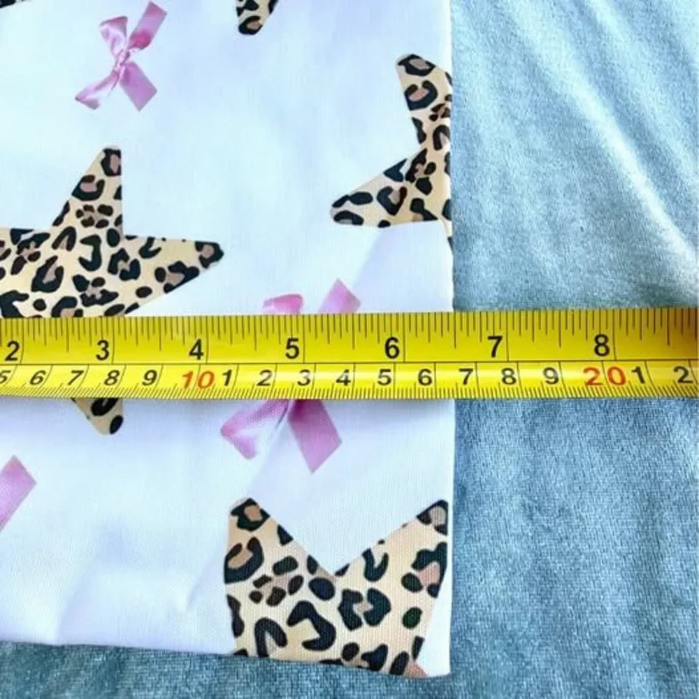 Leopard Star Pink Bow Cosmetic Bag | Makeup Pouch | Preppy | Coquette